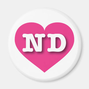 Aimant North Dakota Hot Pink Heart - J'aime ND