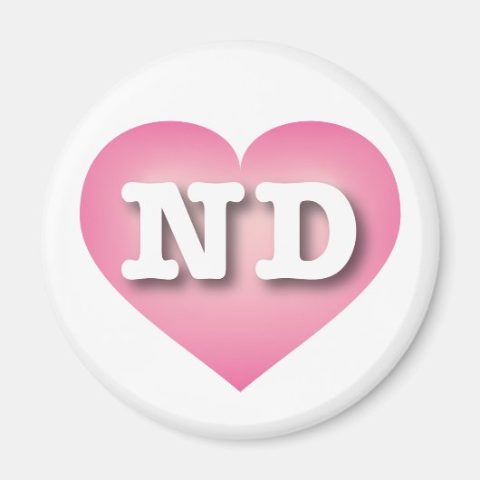 Aimant North Dakota Pink Fade Heart - J'aime ND (Devant)