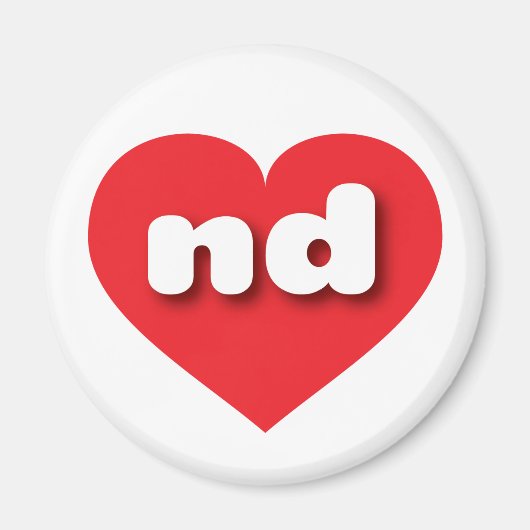 Aimant North Dakota Red Heart - J'aime ND (Devant)