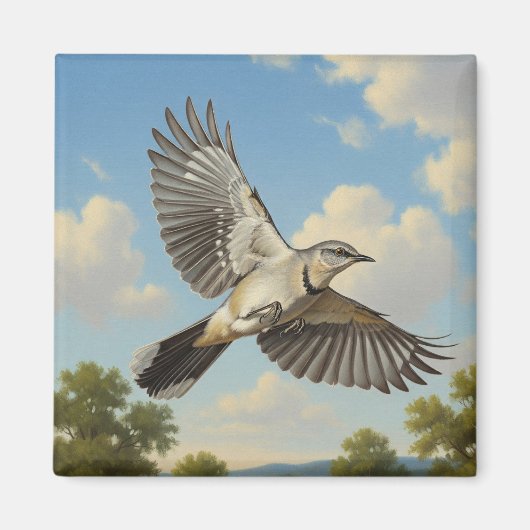Aimant Northern Mockingbird in flight (Devant)