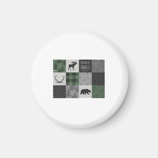 Aimant Northwoods Adventure Patchwork - gris et vert (Devant)
