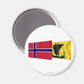 Aimant Norvège et Nordland agitant des drapeaux (Recto/Verso)