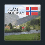 Aimant Norvège Scandinavie montagnes Flam souvenir<br><div class="desc">Norvège Scandinavie montagnes Flam,  drapeau norvégien,  souvenir voyage</div>