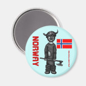 Aimant norvégien avec drôle de viking (Recto/Verso)