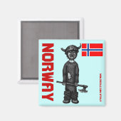 Aimant norvégien avec drôle de viking (Recto/Verso)
