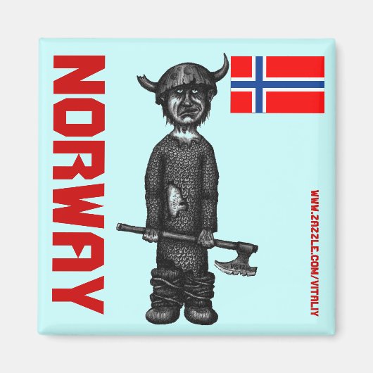 Aimant norvégien avec drôle de viking (Devant)