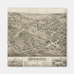 Aimant Norwood, MA Carte ancienne 1882