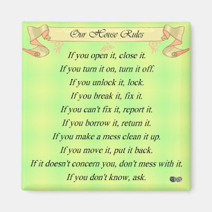 Aimant Nos règles de Chambre