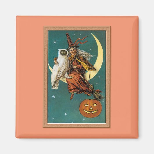 Aimant Nostalgy Halloween Witch & Owl (Devant)