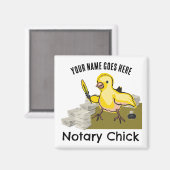 Aimant Notaire Chick Jaune Plumes Quill Nom Customisé (Recto/Verso)