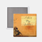 Aimant Note d'amour sur le mur Soldat militaire (Recto/Verso)