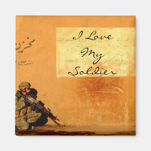 Aimant Note d'amour sur le soldat de militaires de mur