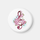 Aimant Notes de clef musicale en treble avec des fleurs S (Devant)