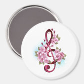 Aimant Notes de clef musicale en treble avec des fleurs S (Recto/Verso)