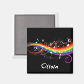 Aimant Notes de musique blanc arc-en-ciel personnalisées (Recto/Verso)
