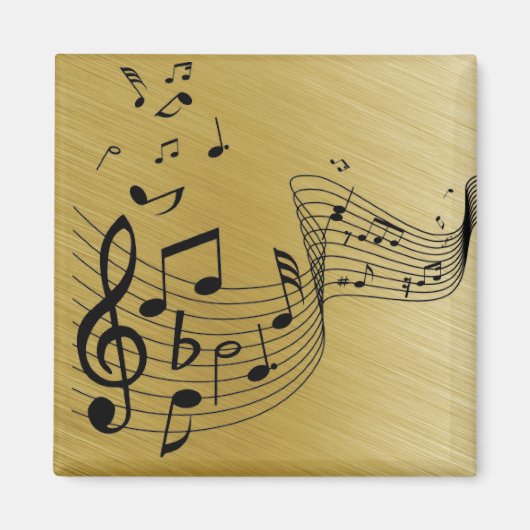 Aimant Notes de musique dorées brossées  (Devant)