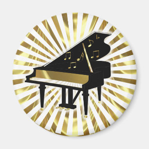 Aimant Notes de musique Gold et Black Grand Piano