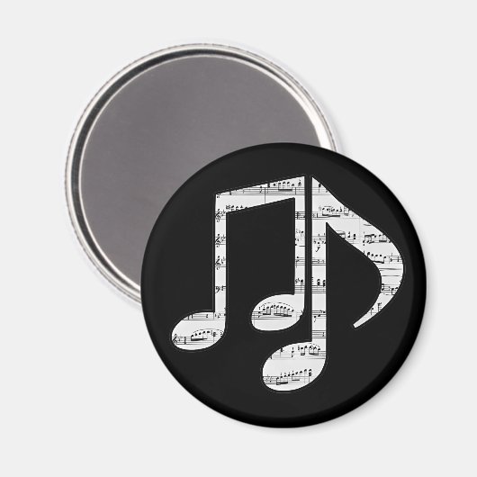 Aimant Notes de musique noir et blanc (Recto/Verso)