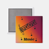Aimant Notes de musique sur un fond varié (Recto/Verso)