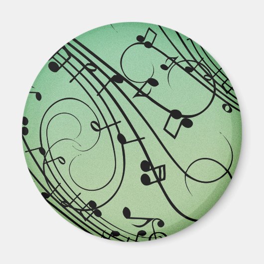 Aimant Notes Fantaisie Design Musique Verte (Devant)