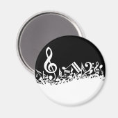 Aimant Notes musicales blanches sur le noir (Recto/Verso)