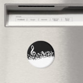 Aimant Notes musicales blanches sur le noir (In Situ (Lave-vaisselle))