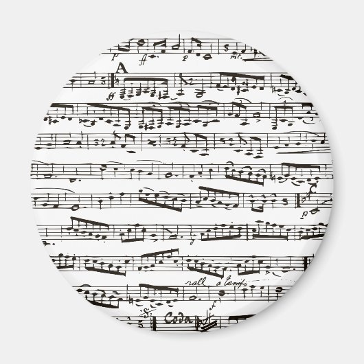 Aimant Notes musicales en noir et blanc (Devant)