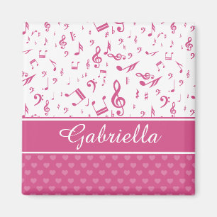 Aimant Notes musicales et coeurs personnalisés Motif ros