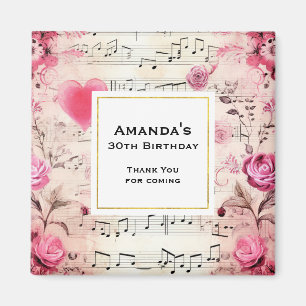 Aimant Notes musicales et design Vintage Rose