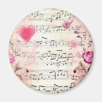 Notes musicales et design Vintage Rose