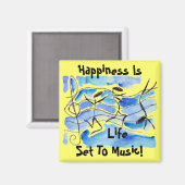 Aimant Notes Musicales Le Bonheur Est La Vie Réglée À La (Recto/Verso)