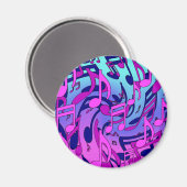 Aimant Notes musicales Motif Aqua rose vif (Recto/Verso)