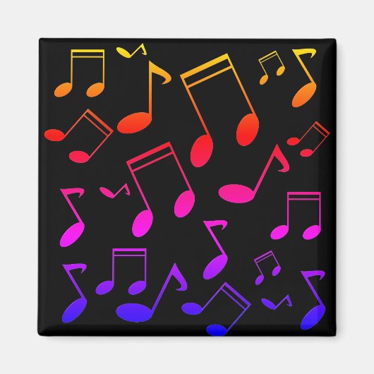 Aimant Notes musicales noir Rainbow (Devant)