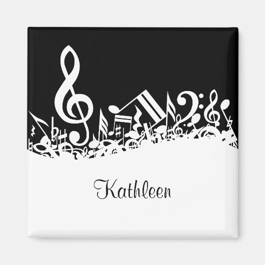 Aimant Notes musicales personnalisées blanches mélangées (Devant)