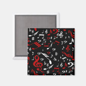 Aimant Notes musicales rouges blanches et noires (Recto/Verso)