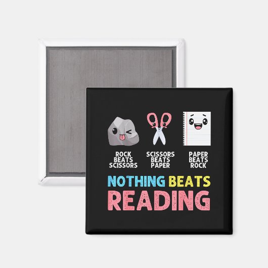 Aimant Nothing Beats Reading Funny Rock Paper Scissors (Recto/Verso)