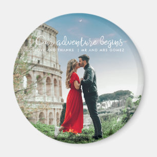 Aimant Notre aventure commence Photo Merci Mariage