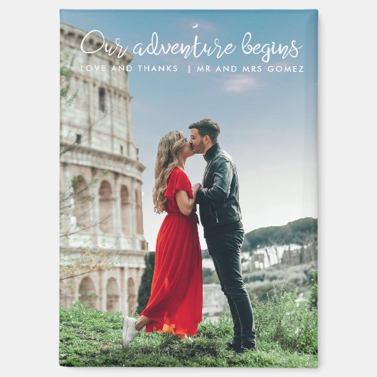 Aimant Notre aventure commence Photo Merci Mariage (Recto)
