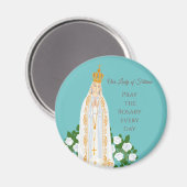Aimant Notre-Dame de Fatima et roses blanches (Recto/Verso)