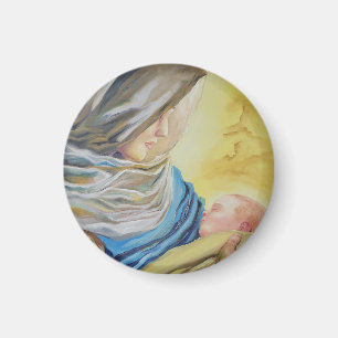 Aimant Notre Dame du Silence tenant le bébé Jésus