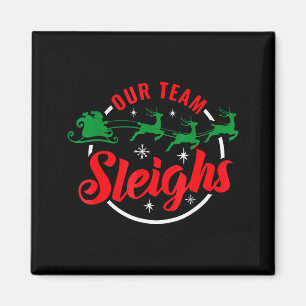 Aimant Notre équipe dévale Noël Famille Pyjama Noël Fête
