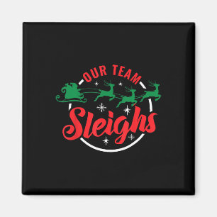Aimant Notre équipe dort Noël Famille Pyjama Noël Noël Ho
