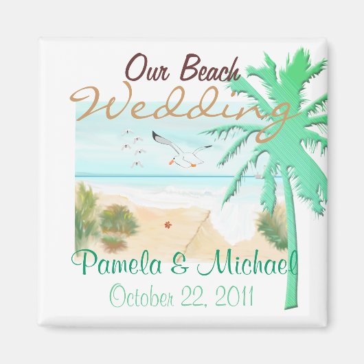 Aimant Notre mariage sur la plage (Devant)