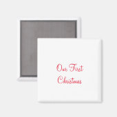 Aimant Notre premier Noël ajouter nom de famille photo (Recto/Verso)