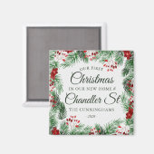 Aimant Notre premier Noël dans notre nouvelle aquarelle (Recto/Verso)