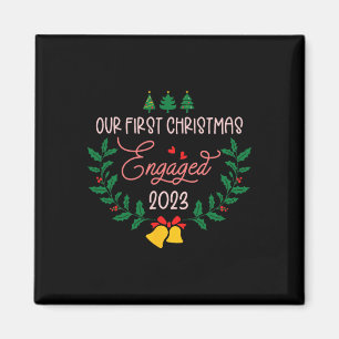 Aimant Notre premier Noël engagé 2023 Fiançailles Couple