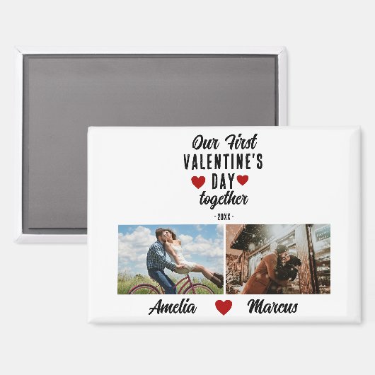 Aimant Notre première Saint Valentin Ensemble 2 Photos (Recto/Verso)