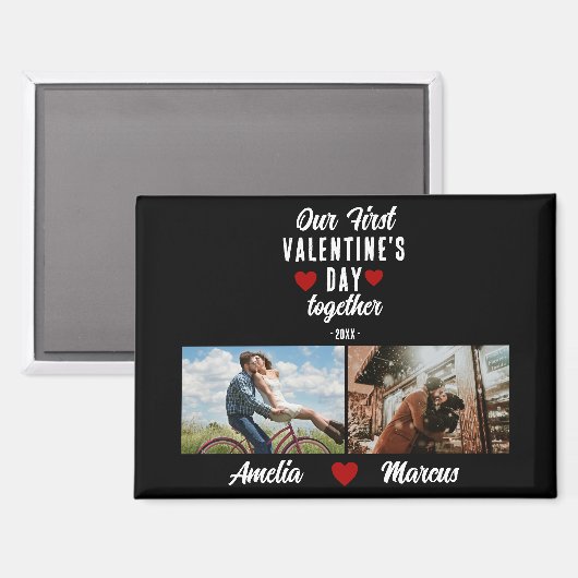 Aimant Notre première Saint Valentin Ensemble 2 Photos (Recto/Verso)