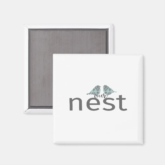 Aimant Notre Texte De Nid Avec Deux Oiseaux (Recto/Verso)