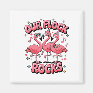 Aimant Notre troupeau est génial T-shirt Flamant Rose pou